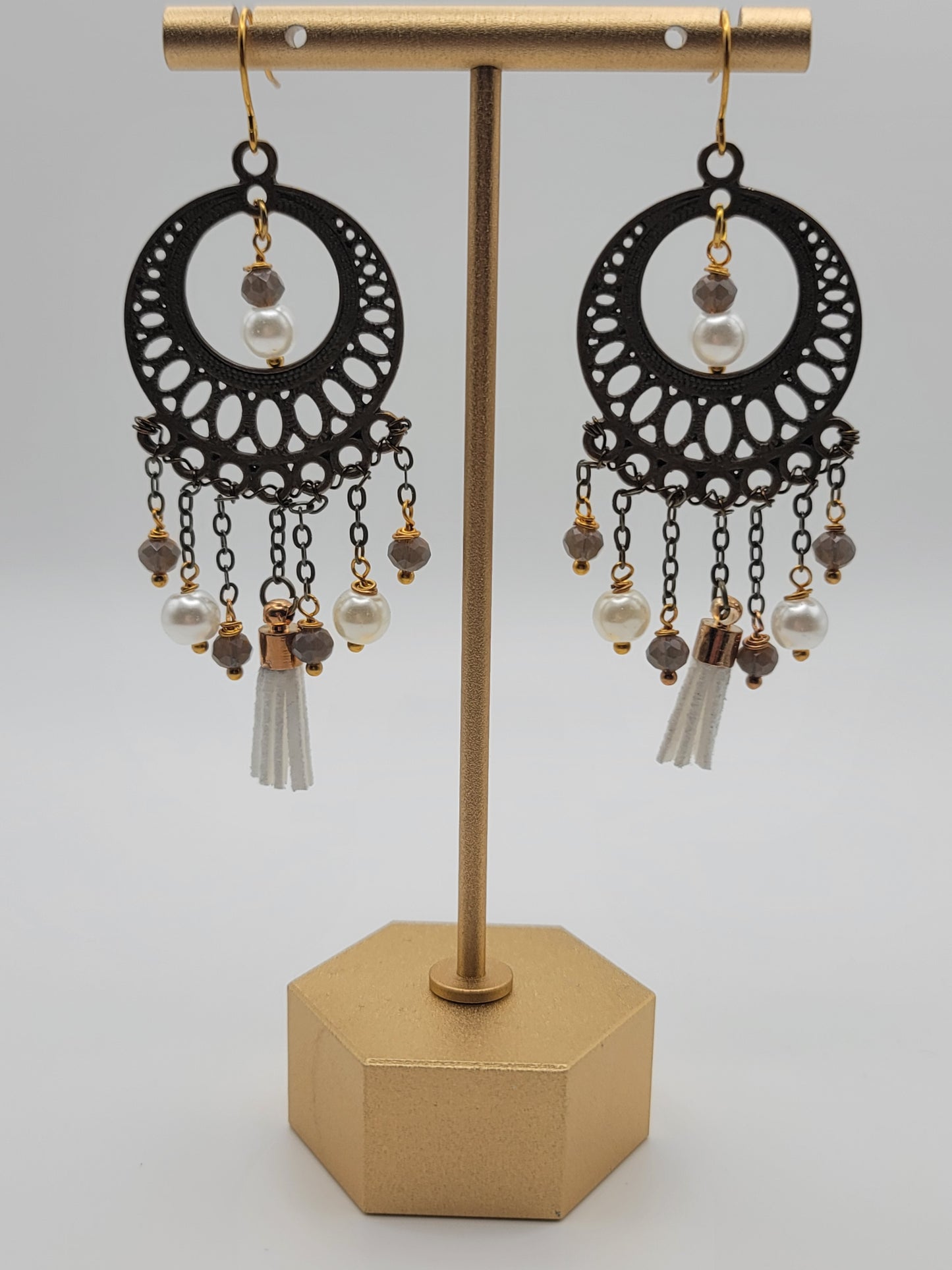 Bronze chandelier earrings