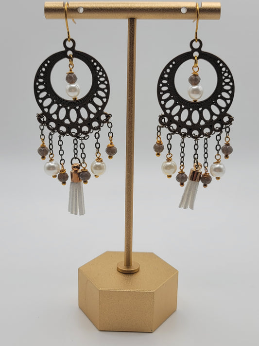 Bronze chandelier earrings