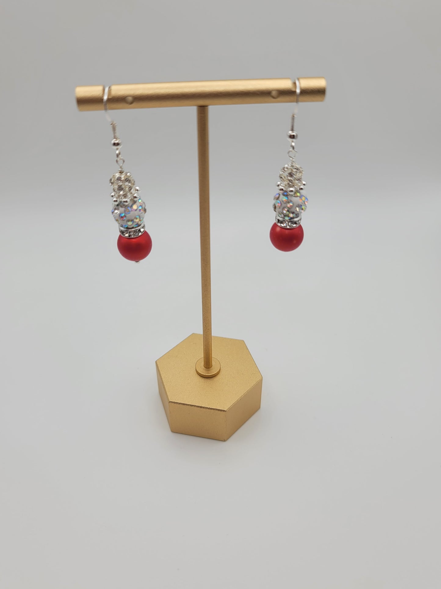 Red and white festive earrings