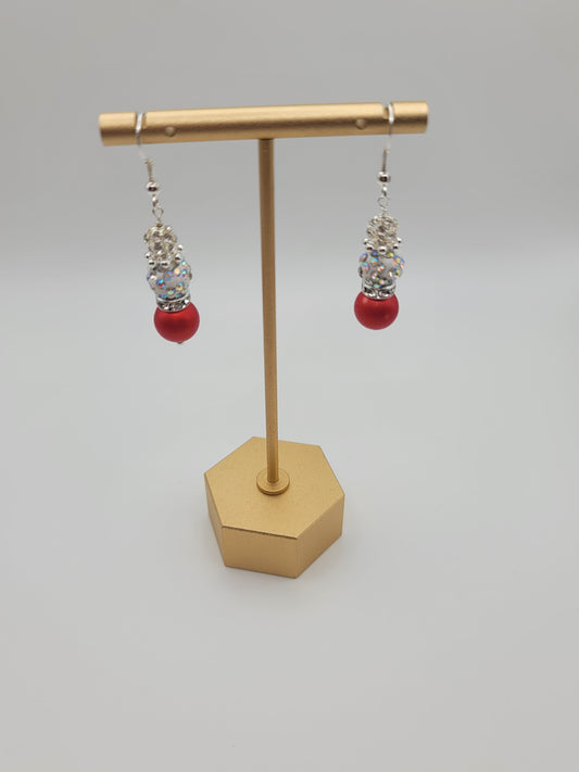 Red and white festive earrings