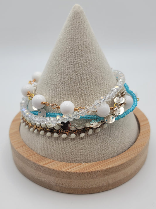 Blue and white stacked bracelet