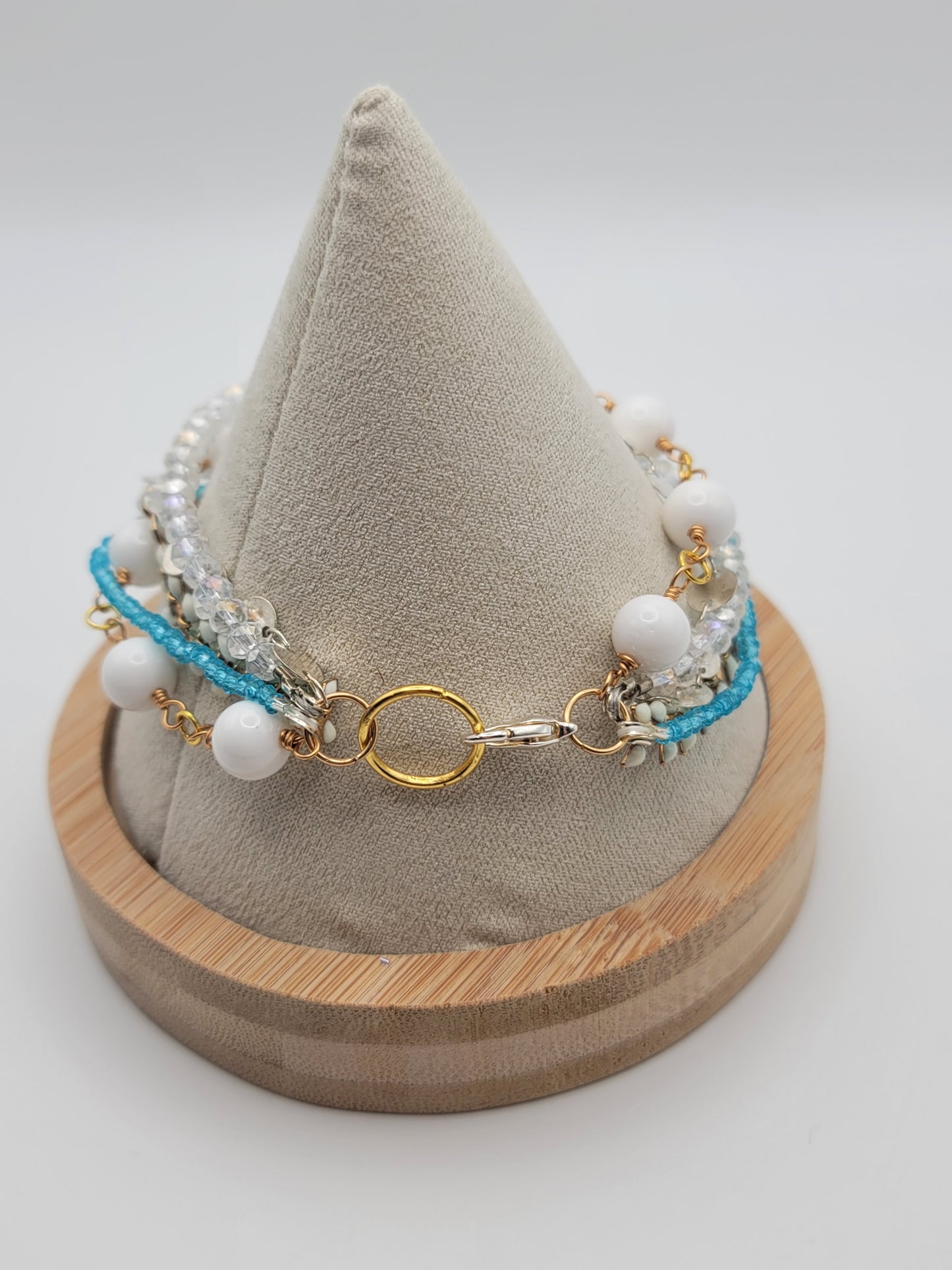 Blue and white stacked bracelet