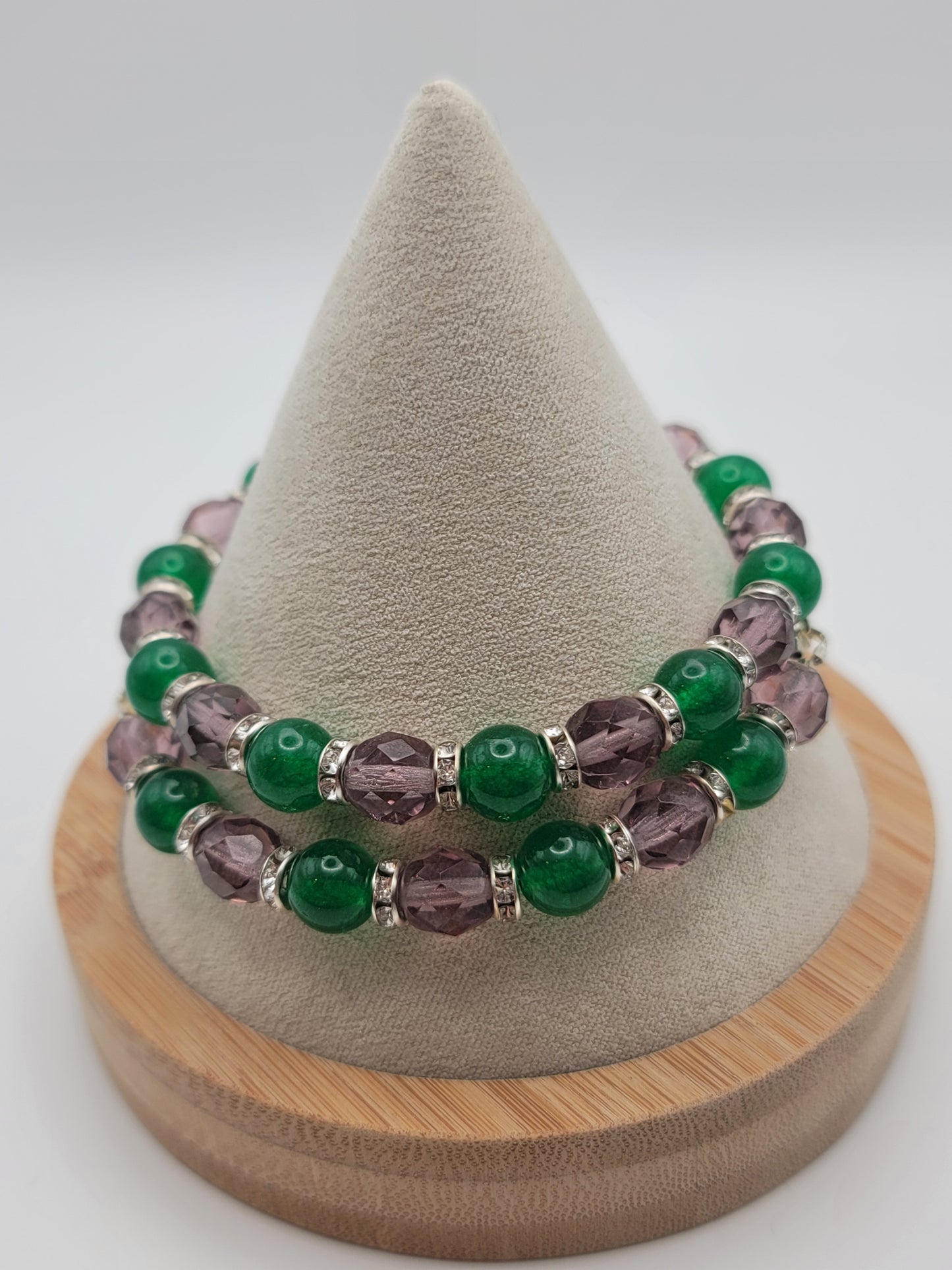 Green and purple bracelet set