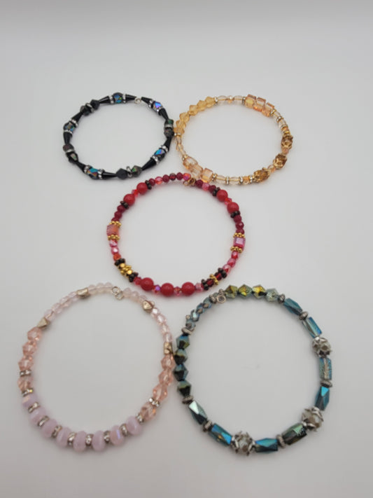 Multi-colored memory wire bracelet set