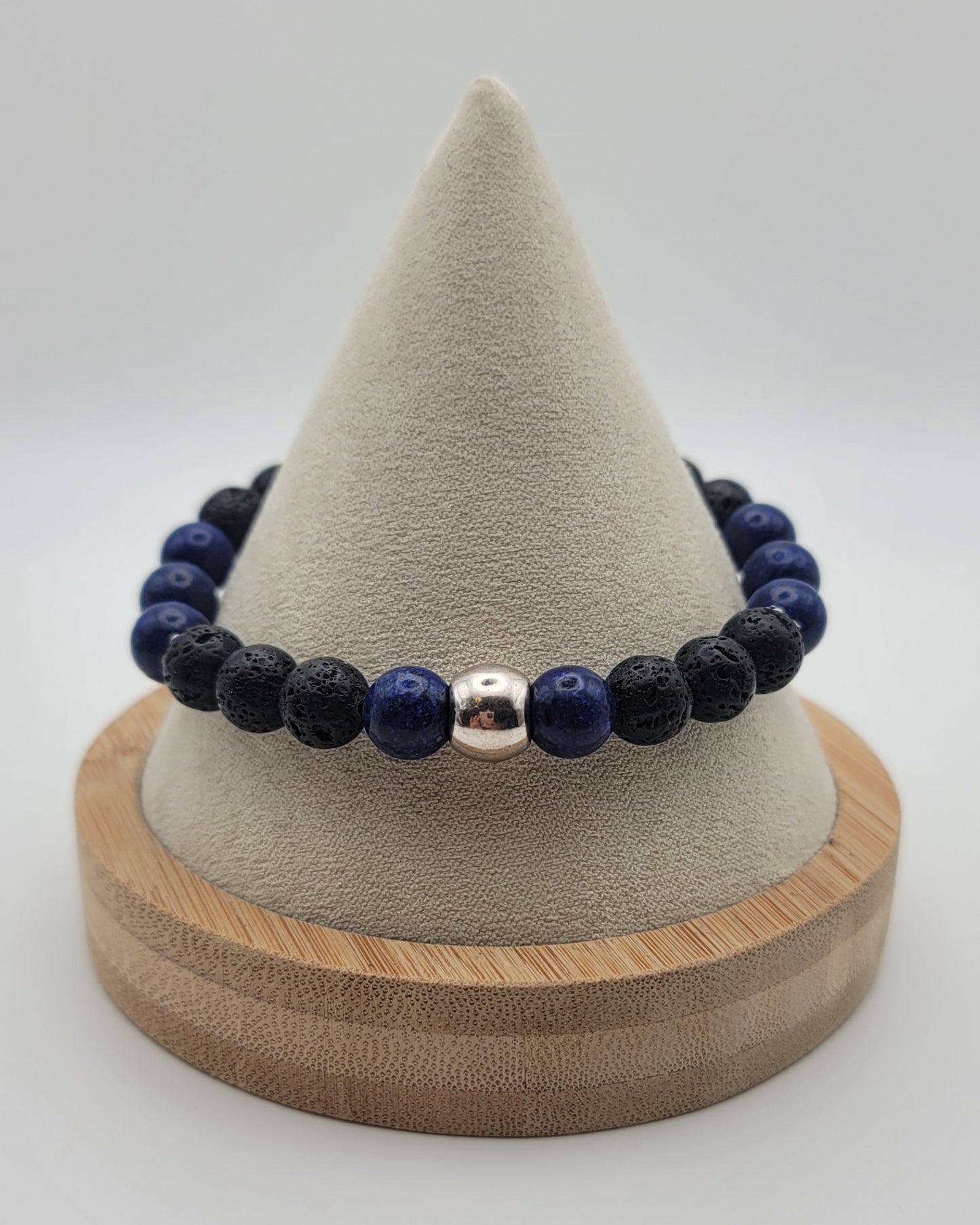 Sodalite and lava bead stretch bracelet