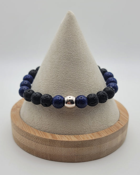 Sodalite and lava bead stretch bracelet