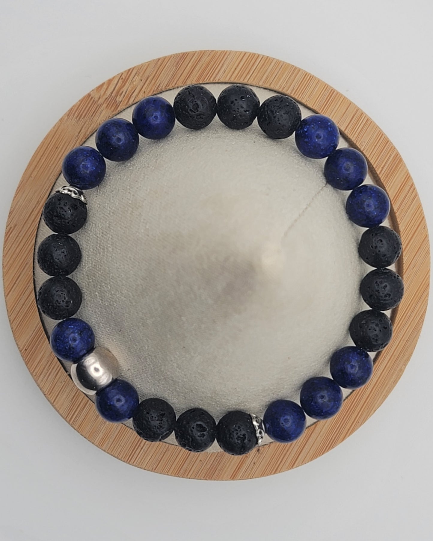 Sodalite and lava bead stretch bracelet