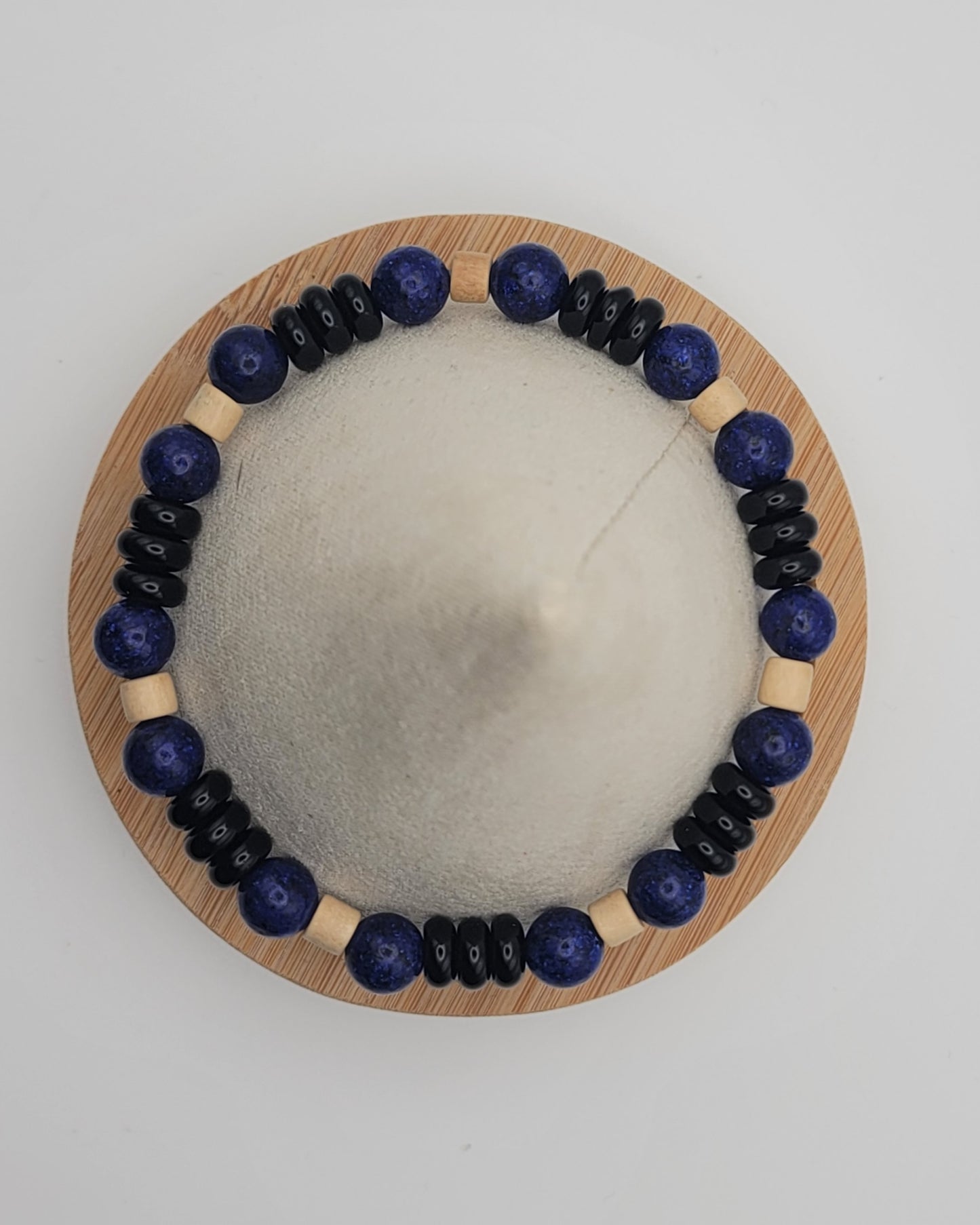 Sodalite and wood stretch bracelet