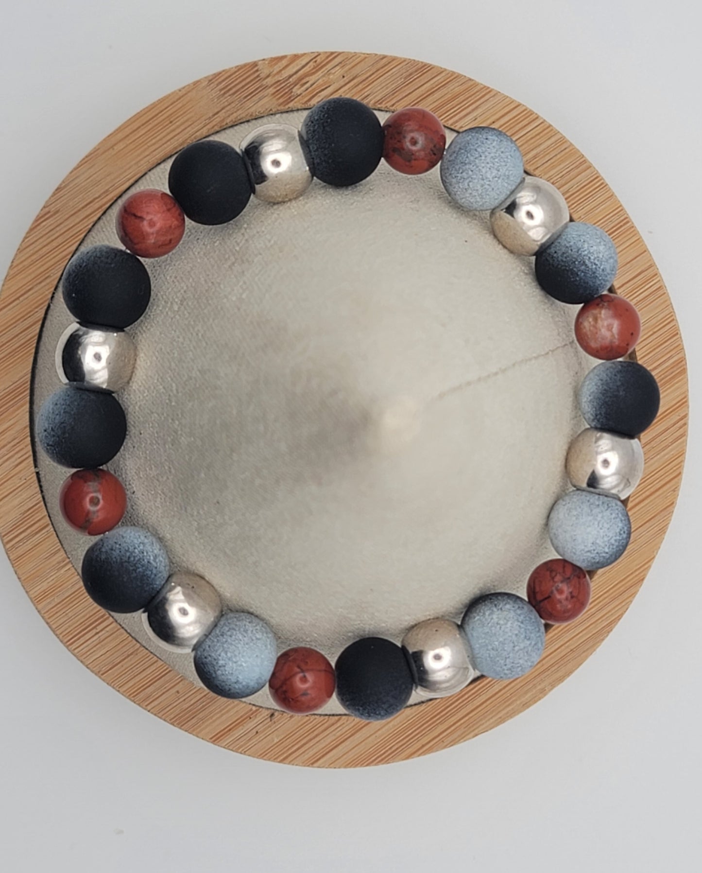 Jasper and silver stretch bracelet